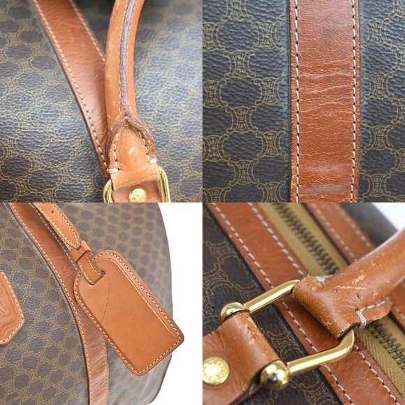 CELINE Logo Macadam Pattern Travel Hand Bag PVC Leather Brown GHW Italy - Picture 13 of 14